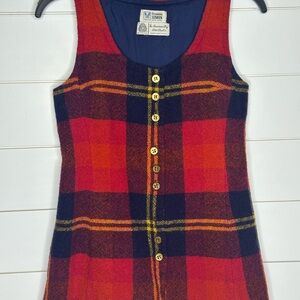 Red and Black  rare Plaid Button-Up vest vintage wool Franklin Simon New York